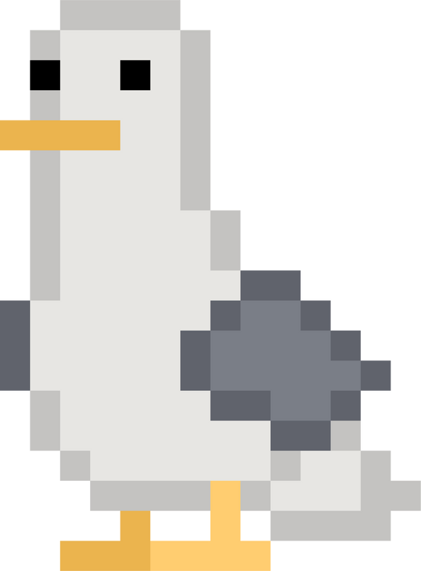 Pixel sea gull - isolated 8 bit png